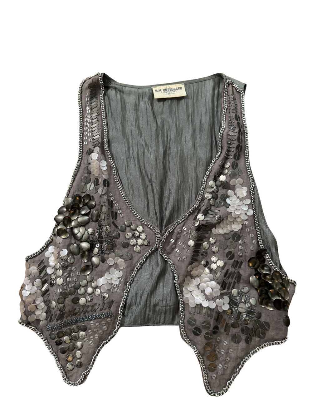 Miss Me Gray Sequin Embellished Vest